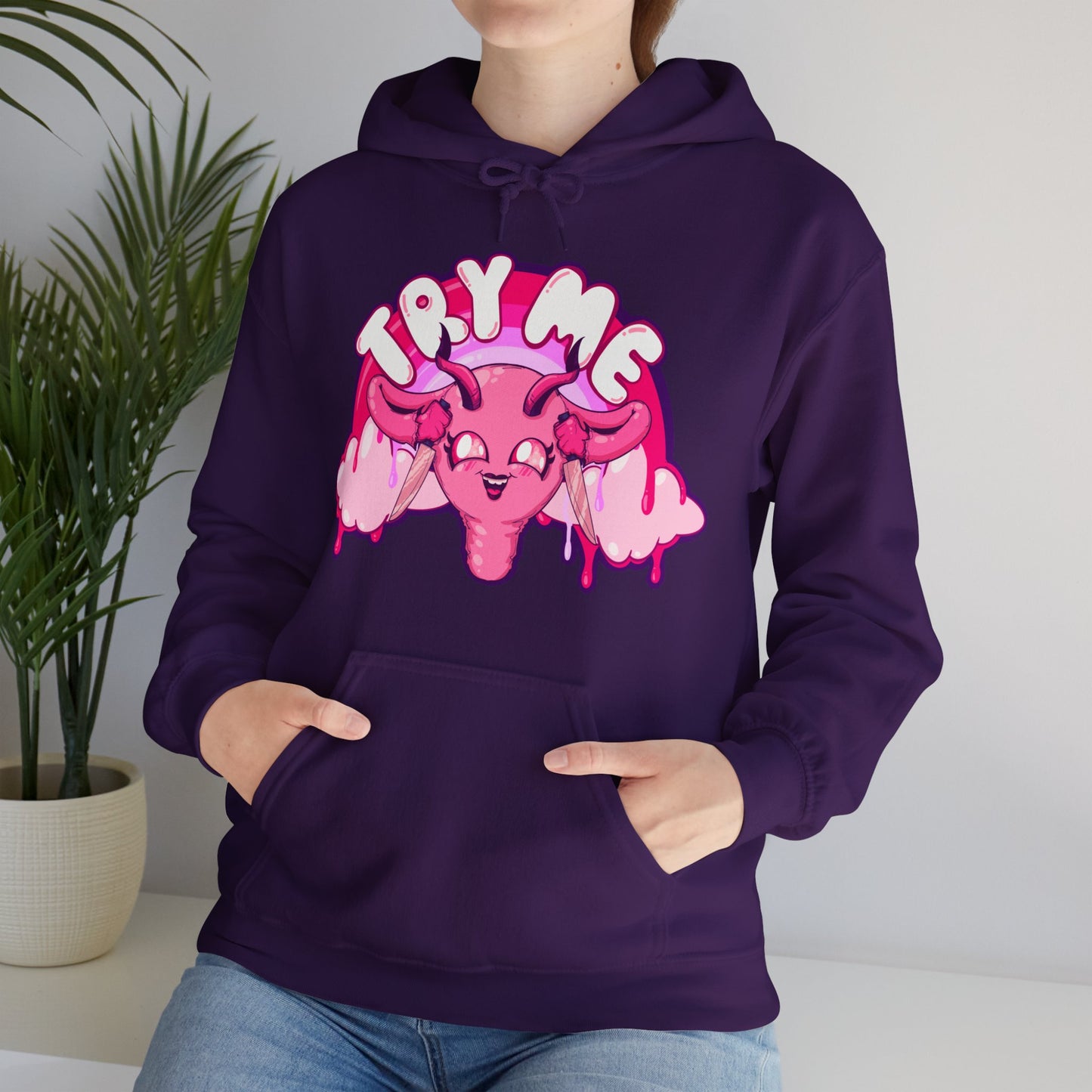 Try Me Uterus Unisex Heavy Blend Hooded Sweatshirt