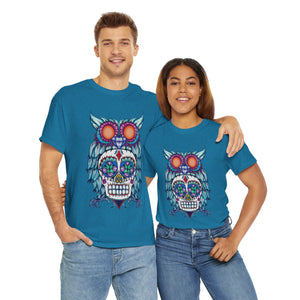 Sugar Skull Owl Unisex Heavy Cotton Tee