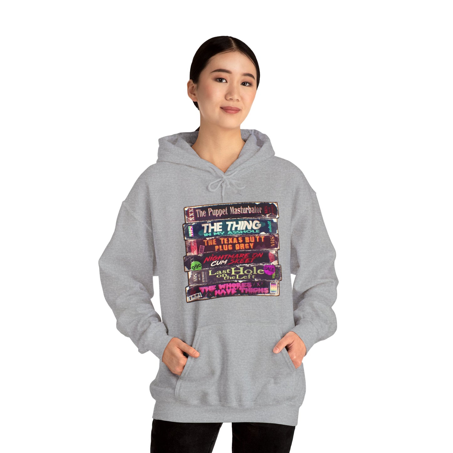 Adult Horror VHS Unisex Heavy Blend Hooded Sweatshirt