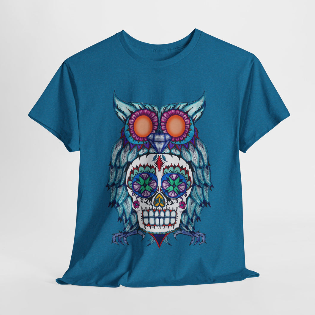 Sugar Skull Owl Unisex Heavy Cotton Tee