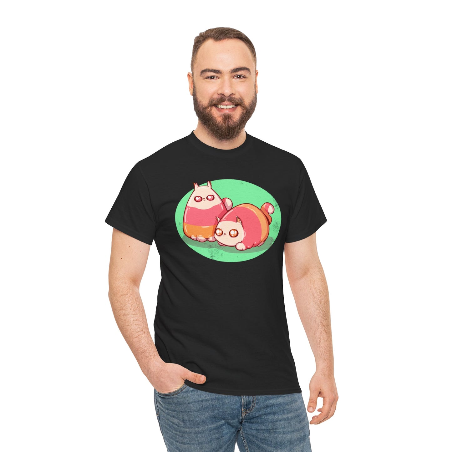 Candy Corn Cats Unisex Heavy Cotton Tee