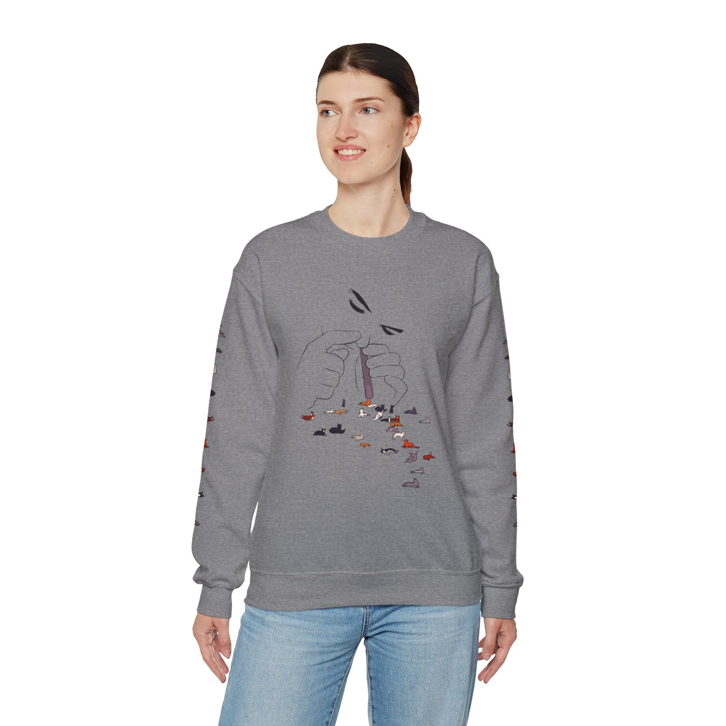 Serotonin Front + Back +Sleeve Print Unisex Heavy Blend Crewneck Sweatshirt