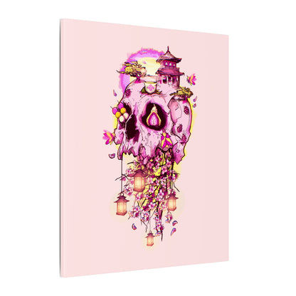 Elemental Skull Cherry Blossom Matte Canvas Stretched