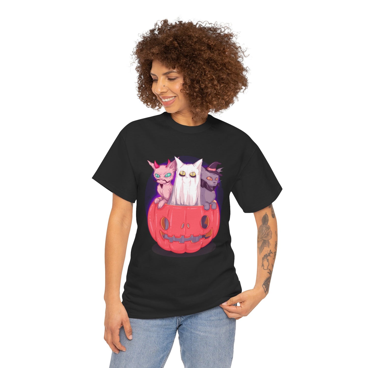Meow-lloween Unisex Heavy Cotton Tee
