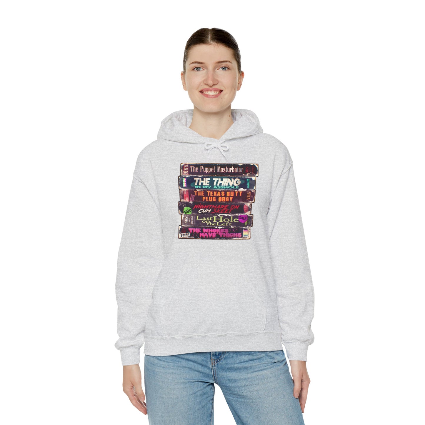 Adult Horror VHS Unisex Heavy Blend Hooded Sweatshirt