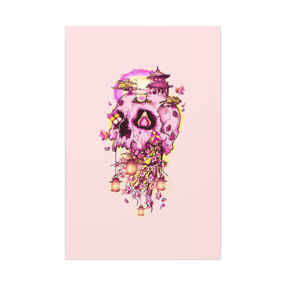 Elemental Skull Cherry Blossom Matte Canvas Stretched