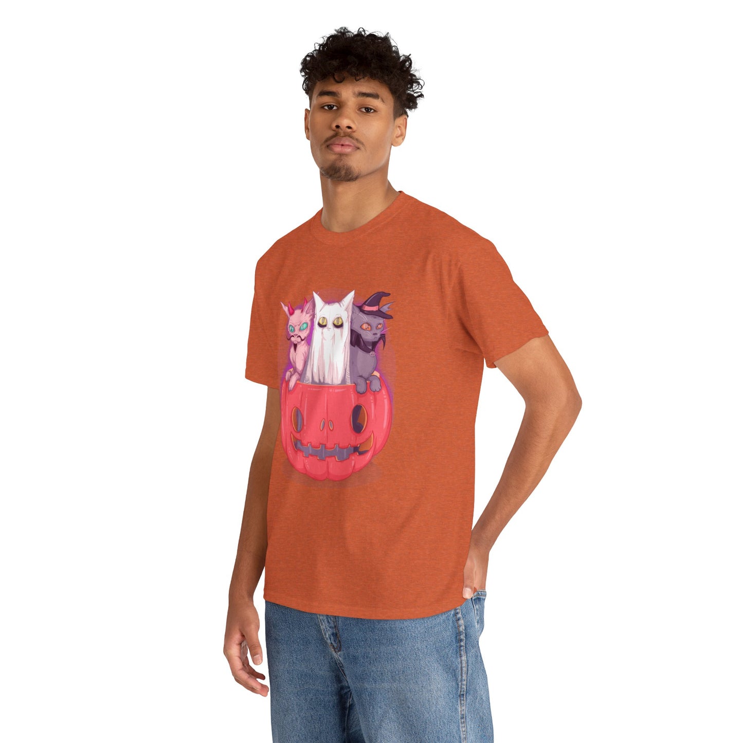 Meow-lloween Unisex Heavy Cotton Tee