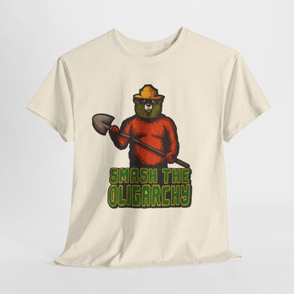Smash The Oligarchy Bear Unisex Heavy Cotton Tee