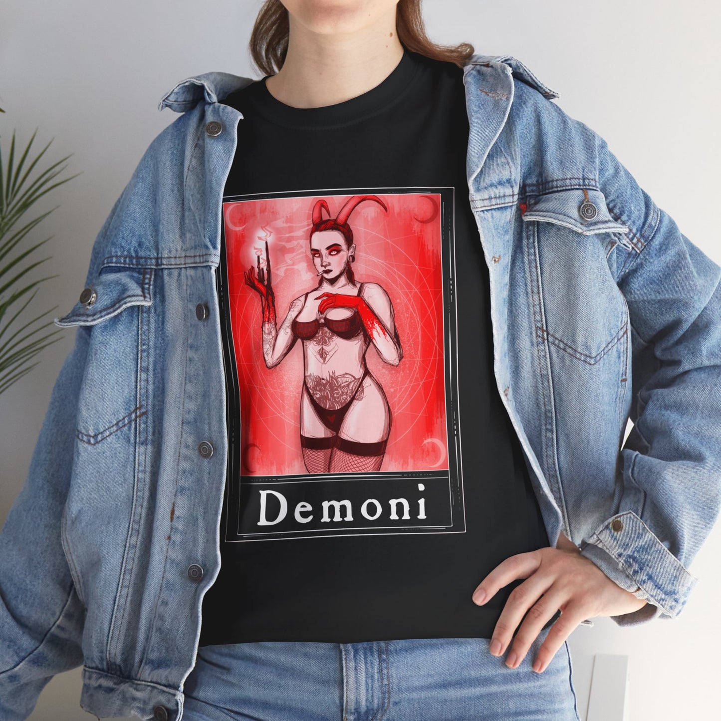 Demoni Tarot (Front & Back Print) Unisex Heavy Cotton Tee