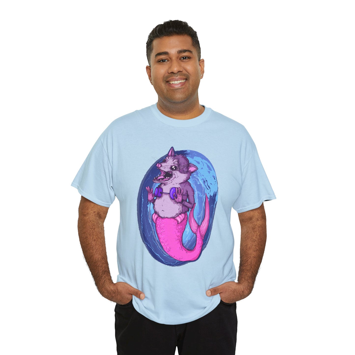 Mermaid Opossum Unisex Heavy Cotton Tee