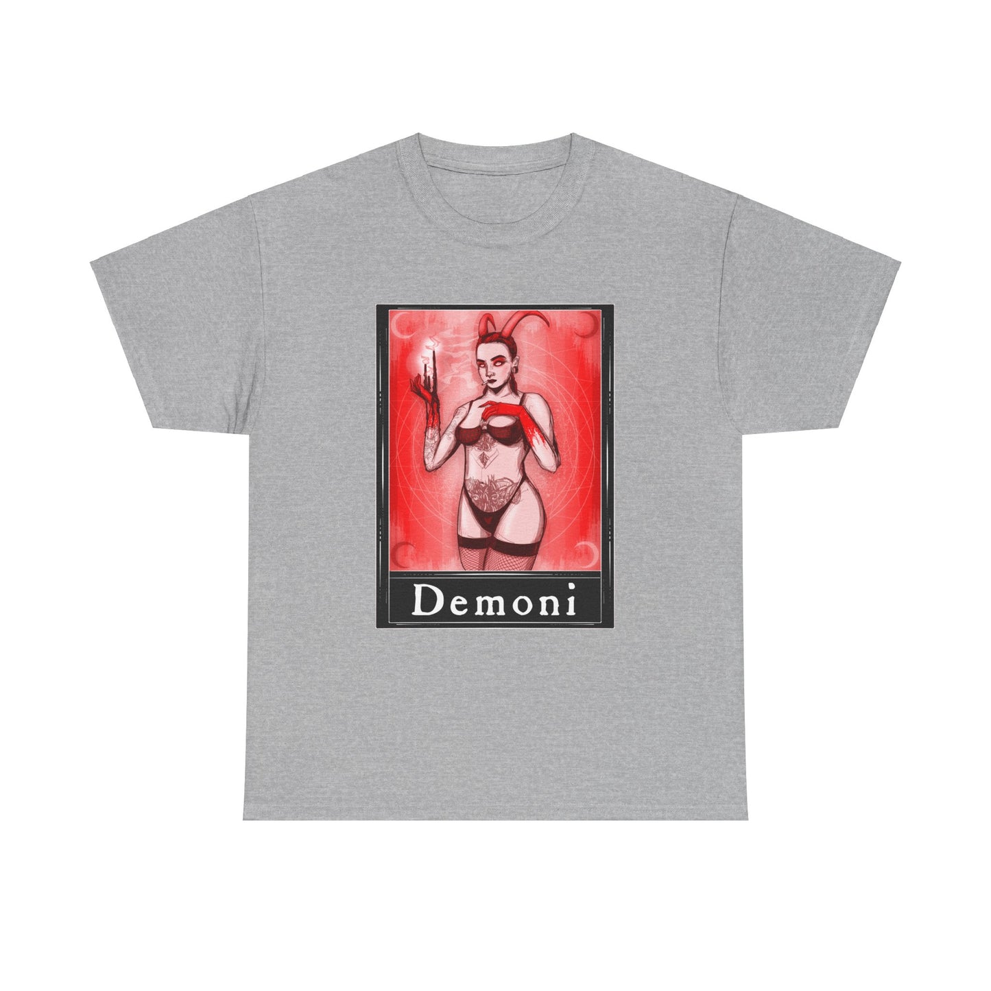 Demoni Tarot (Front & Back Print) Unisex Heavy Cotton Tee