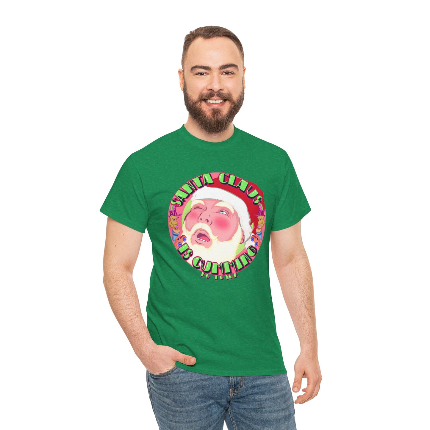 Santa Is Cumming Unisex Heavy Cotton Tee