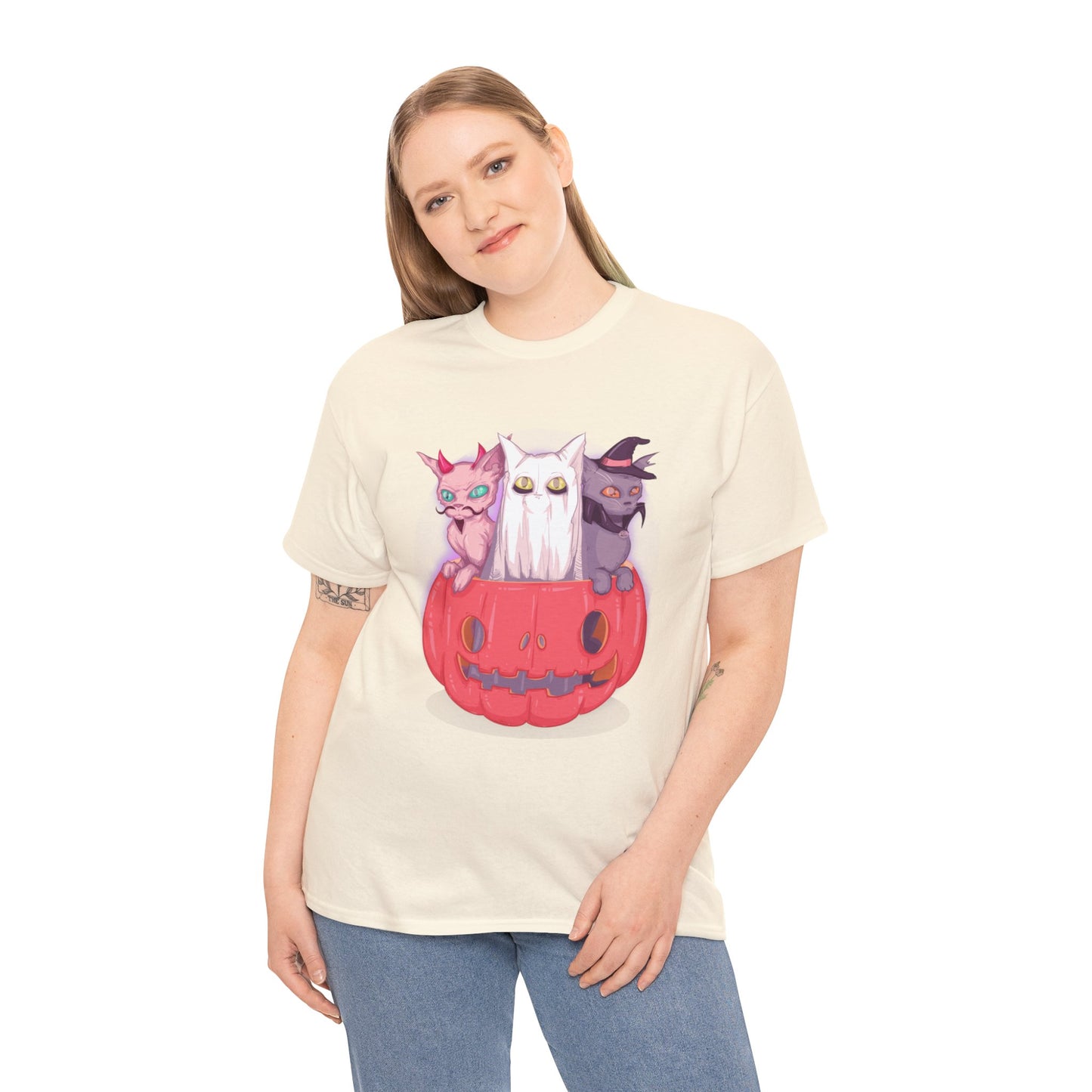 Meow-lloween Unisex Heavy Cotton Tee