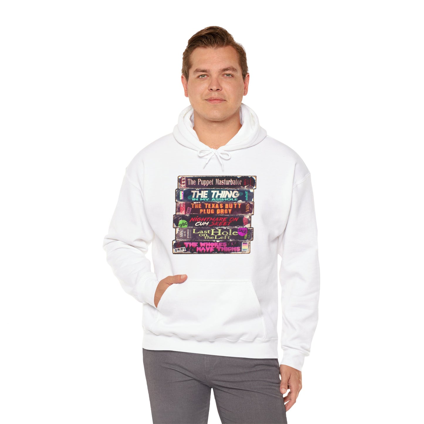 Adult Horror VHS Unisex Heavy Blend Hooded Sweatshirt