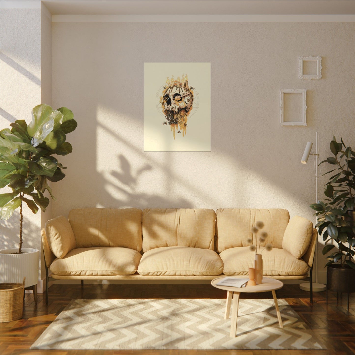 Elemental Skull Honeycore Matte Canvas Stretched
