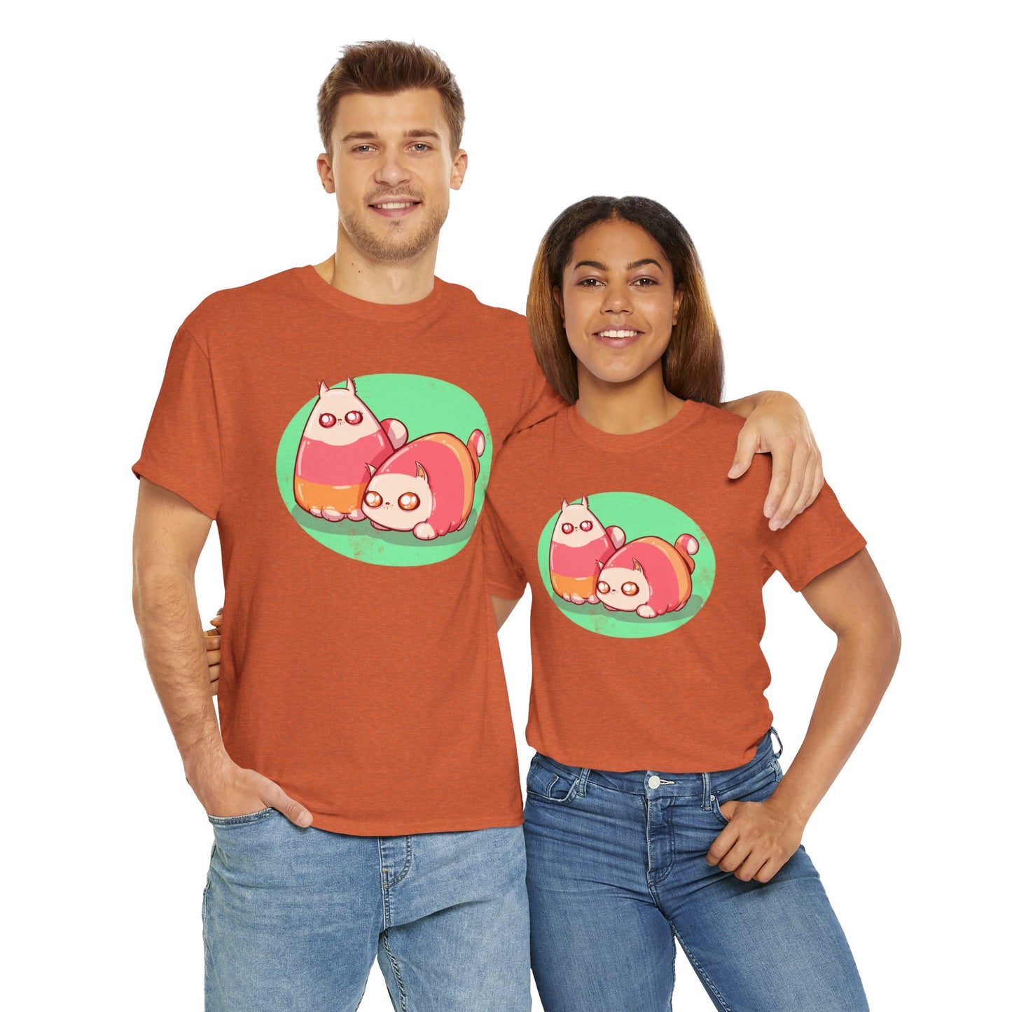 Candy Corn Cats Unisex Heavy Cotton Tee