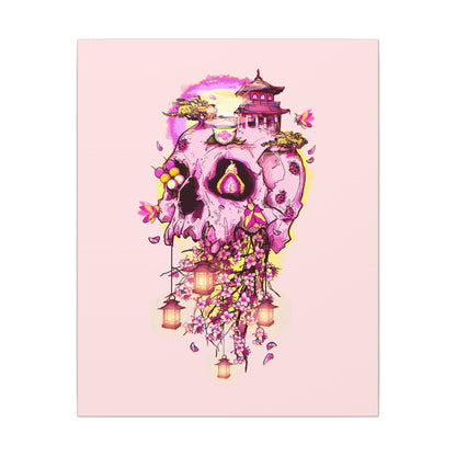 Elemental Skull Cherry Blossom Matte Canvas Stretched