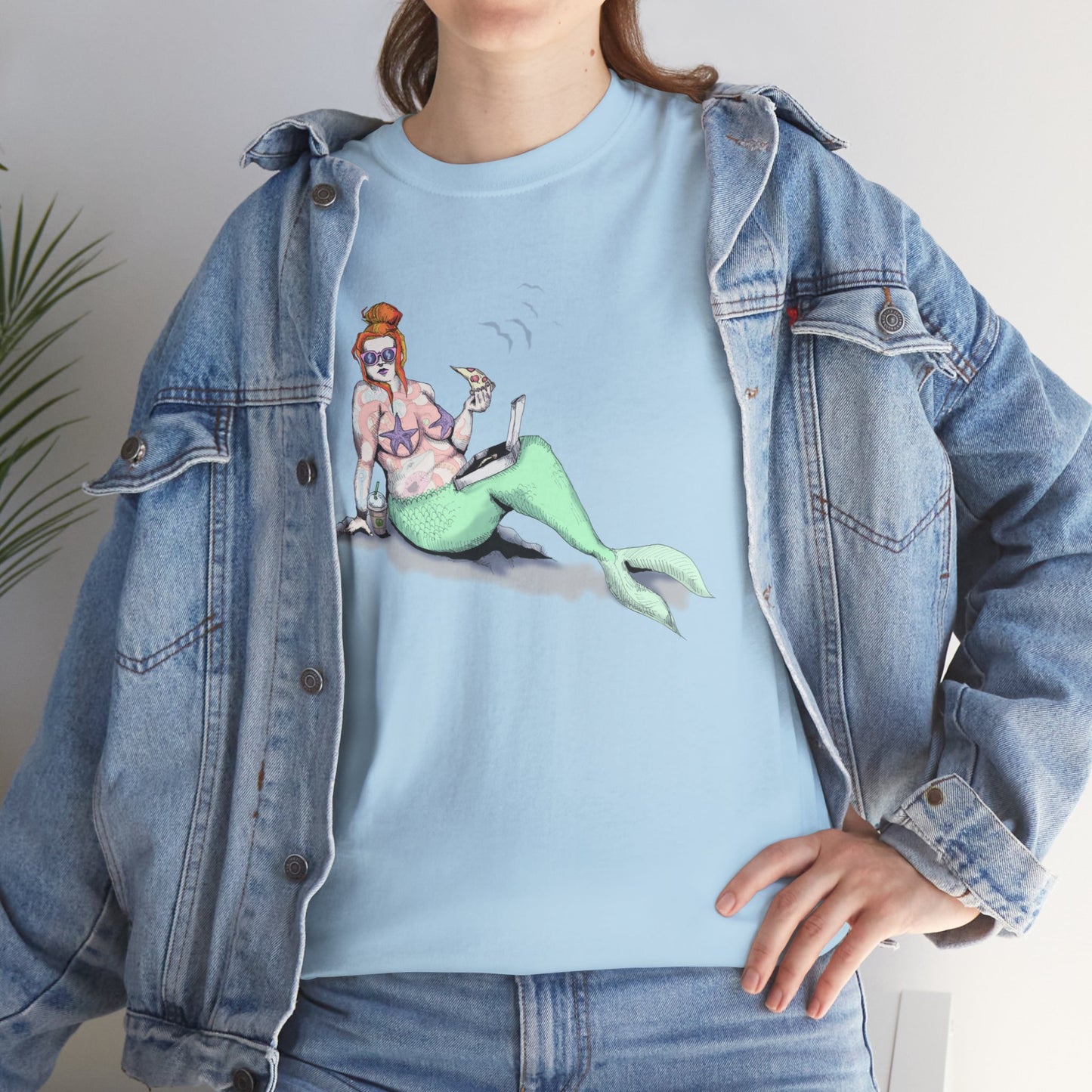 Pizza Mermaid Unisex Heavy Cotton Tee