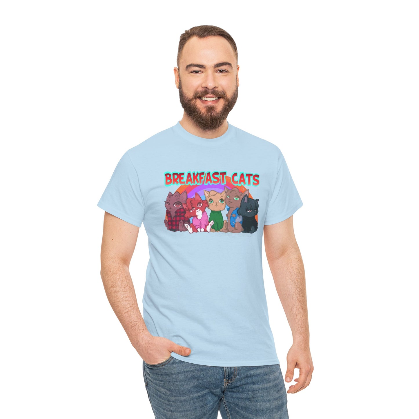 Breakfast Cats Unisex Heavy Cotton Tee