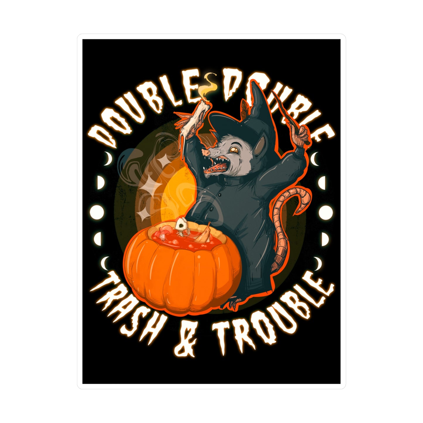 Opossum Witch Kiss-Cut Vinyl Decal