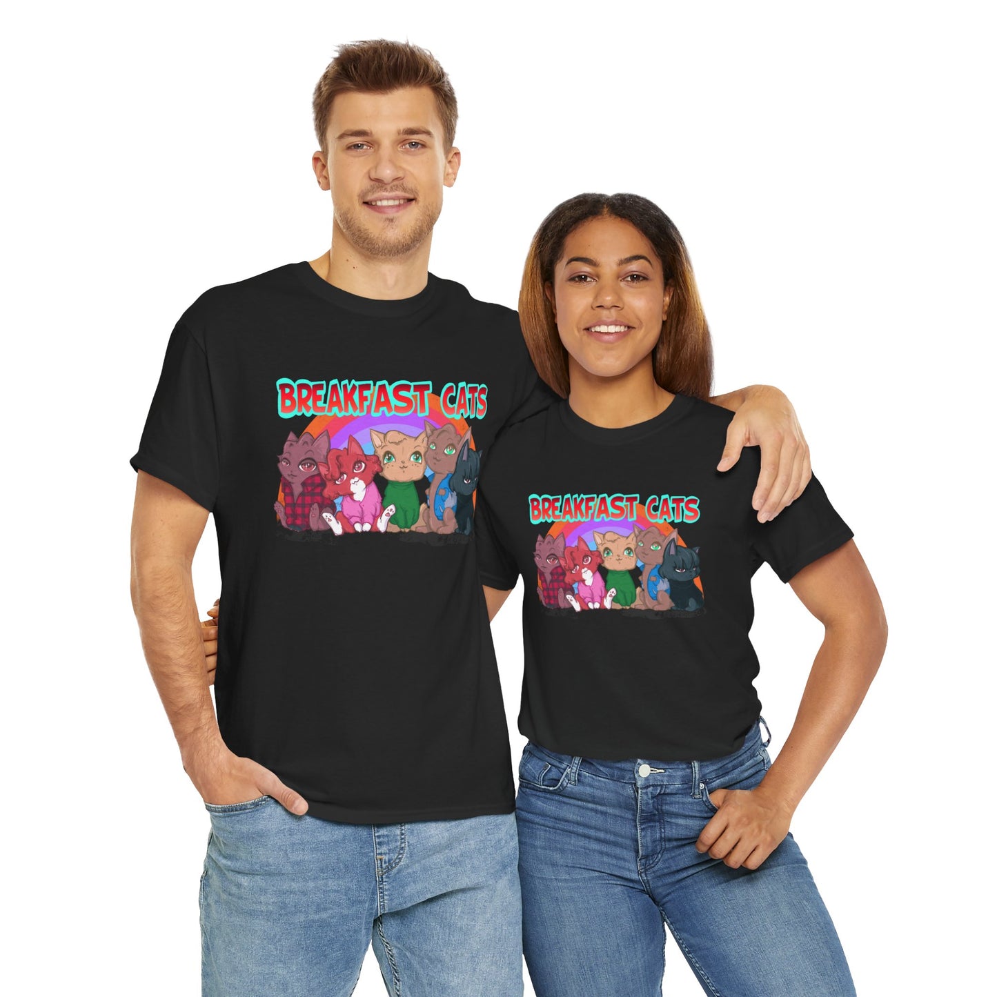 Breakfast Cats Unisex Heavy Cotton Tee