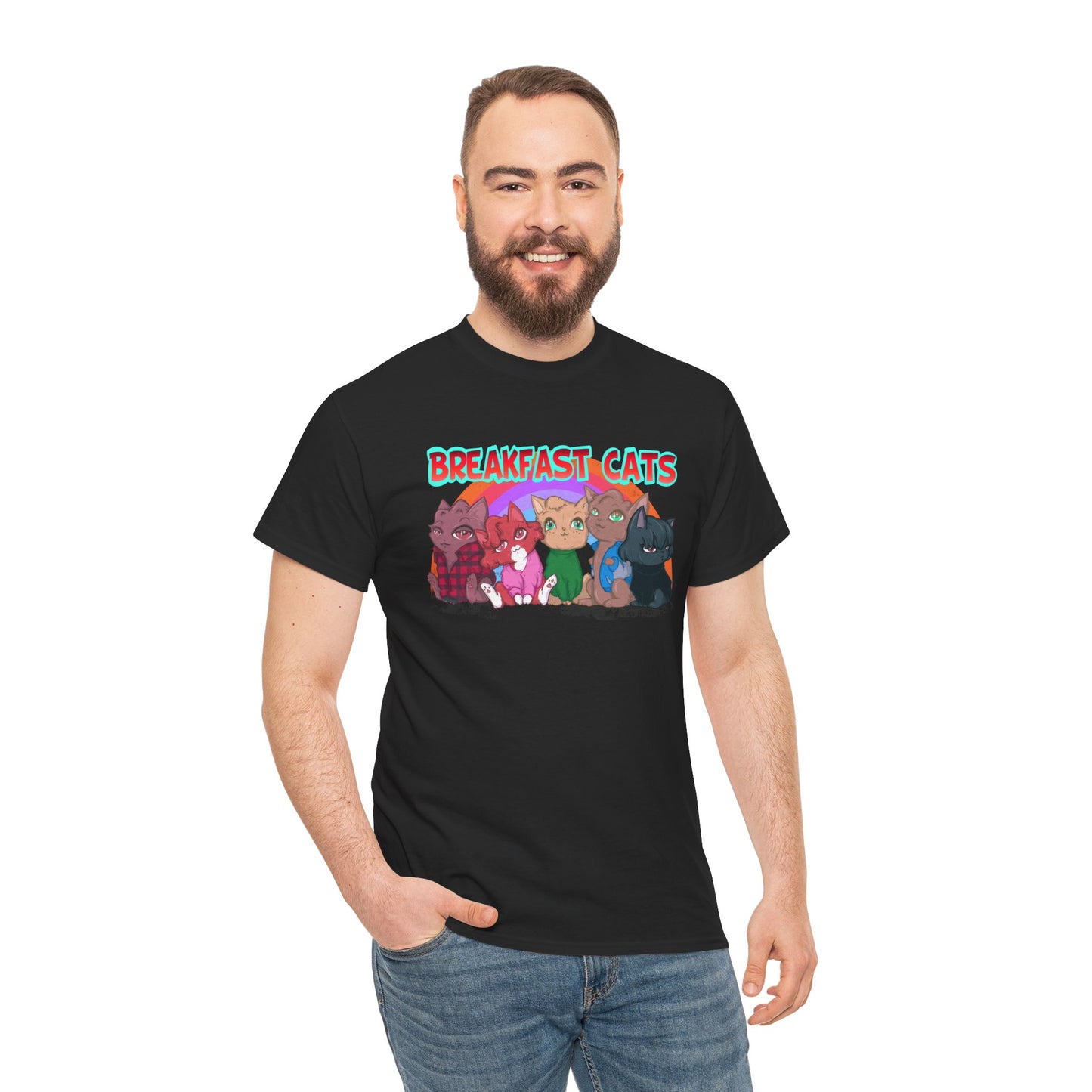 Breakfast Cats Unisex Heavy Cotton Tee