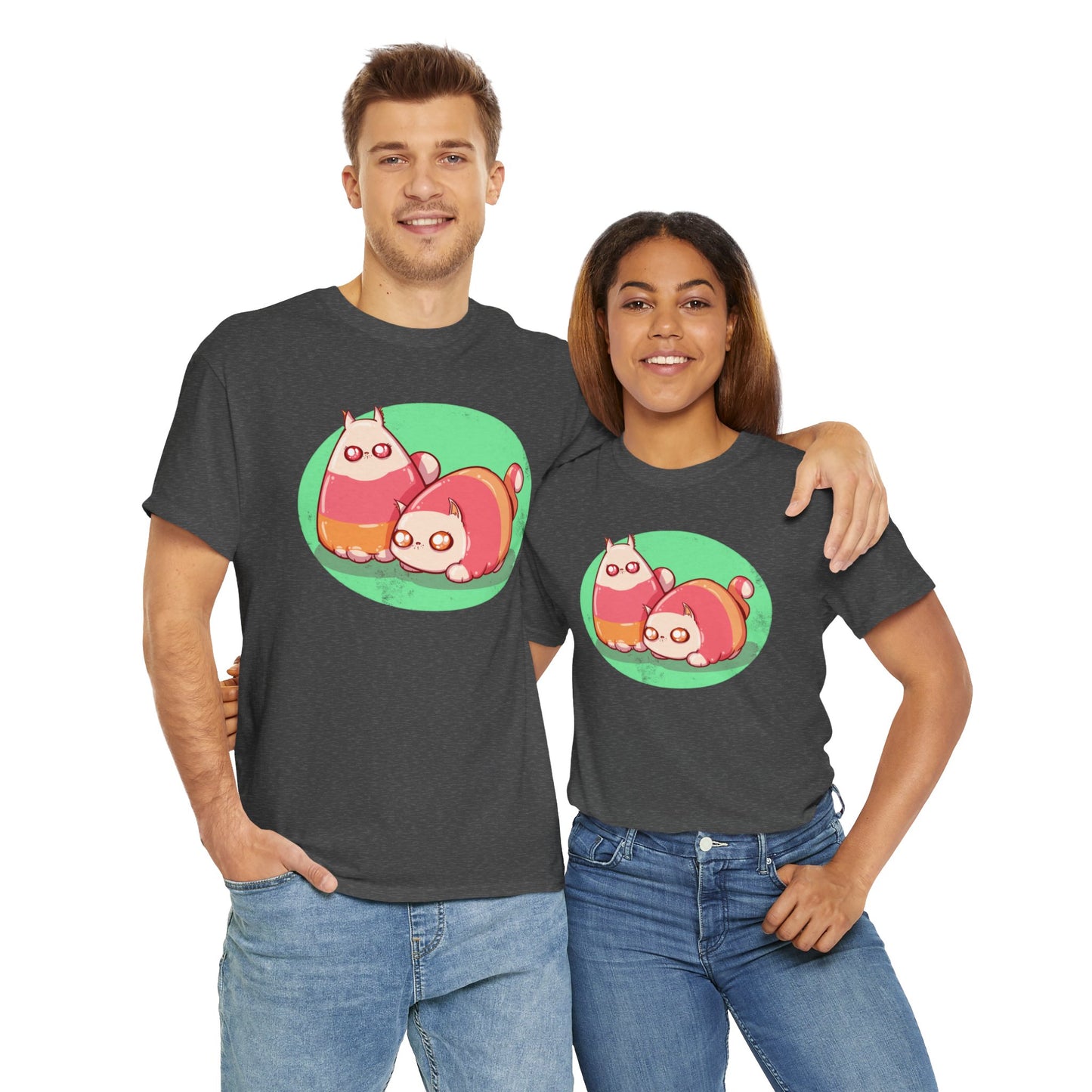 Candy Corn Cats Unisex Heavy Cotton Tee