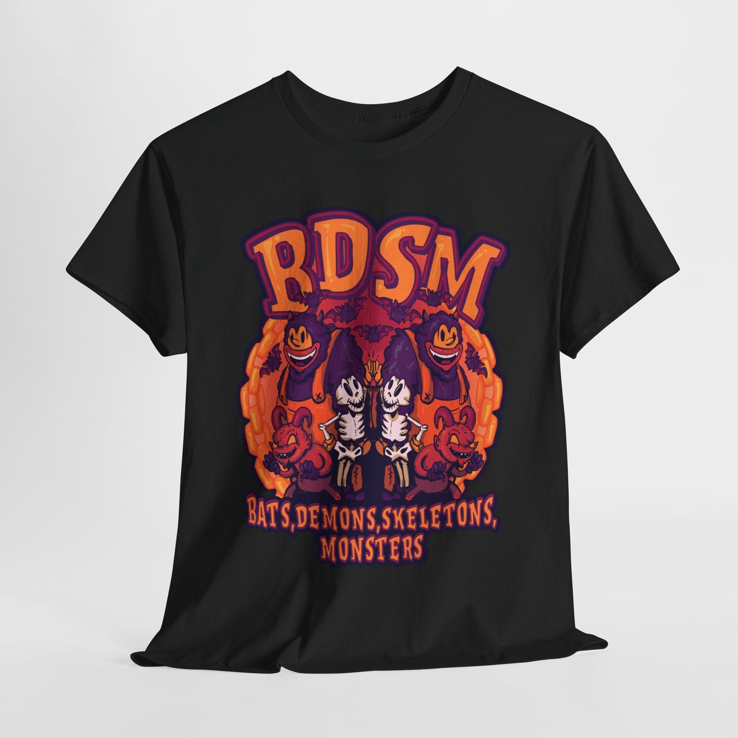 Bats Demons Skeletons Monsters Unisex Heavy Cotton Tee