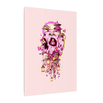 Elemental Skull Cherry Blossom Matte Canvas Stretched
