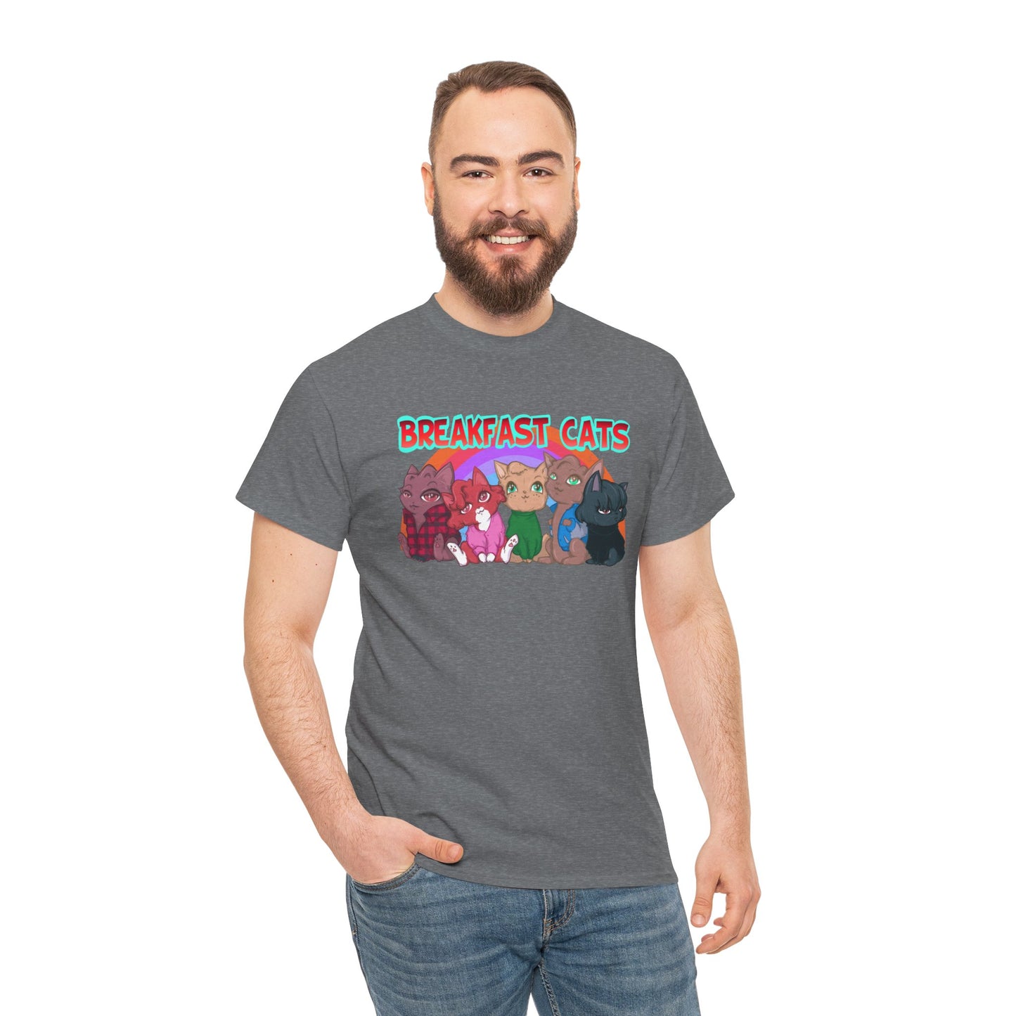 Breakfast Cats Unisex Heavy Cotton Tee