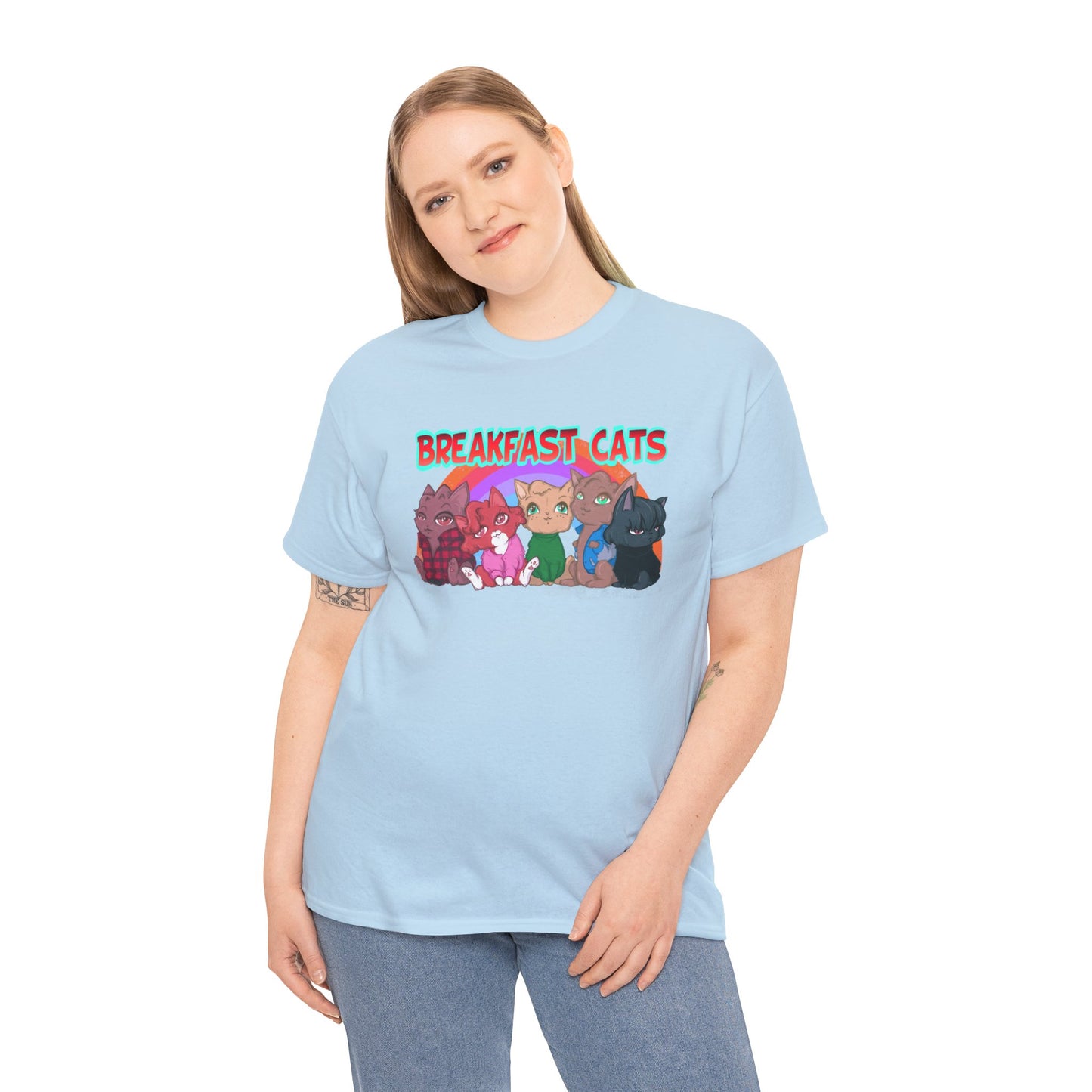 Breakfast Cats Unisex Heavy Cotton Tee