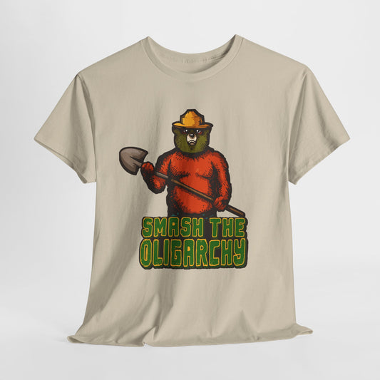 Smash The Oligarchy Bear Unisex Heavy Cotton Tee
