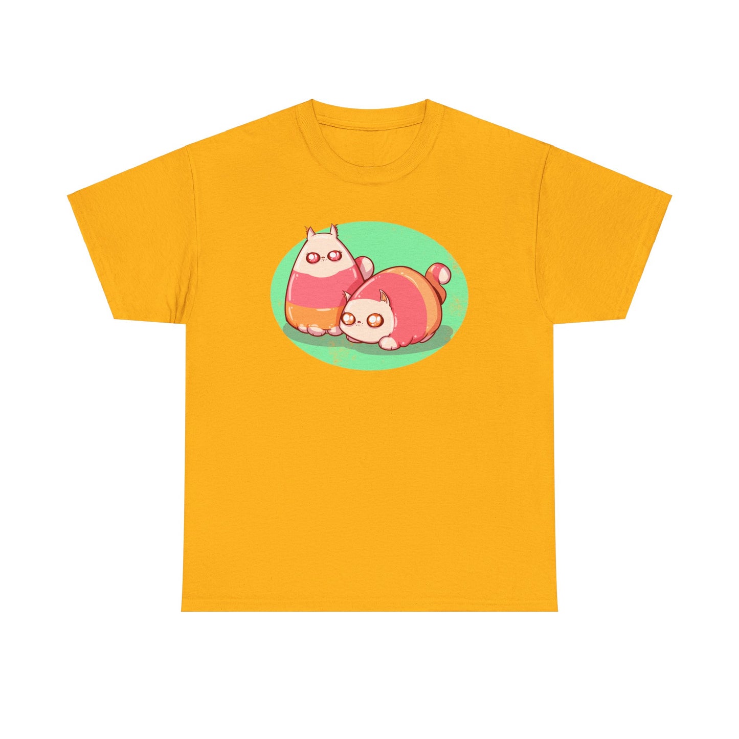 Candy Corn Cats Unisex Heavy Cotton Tee