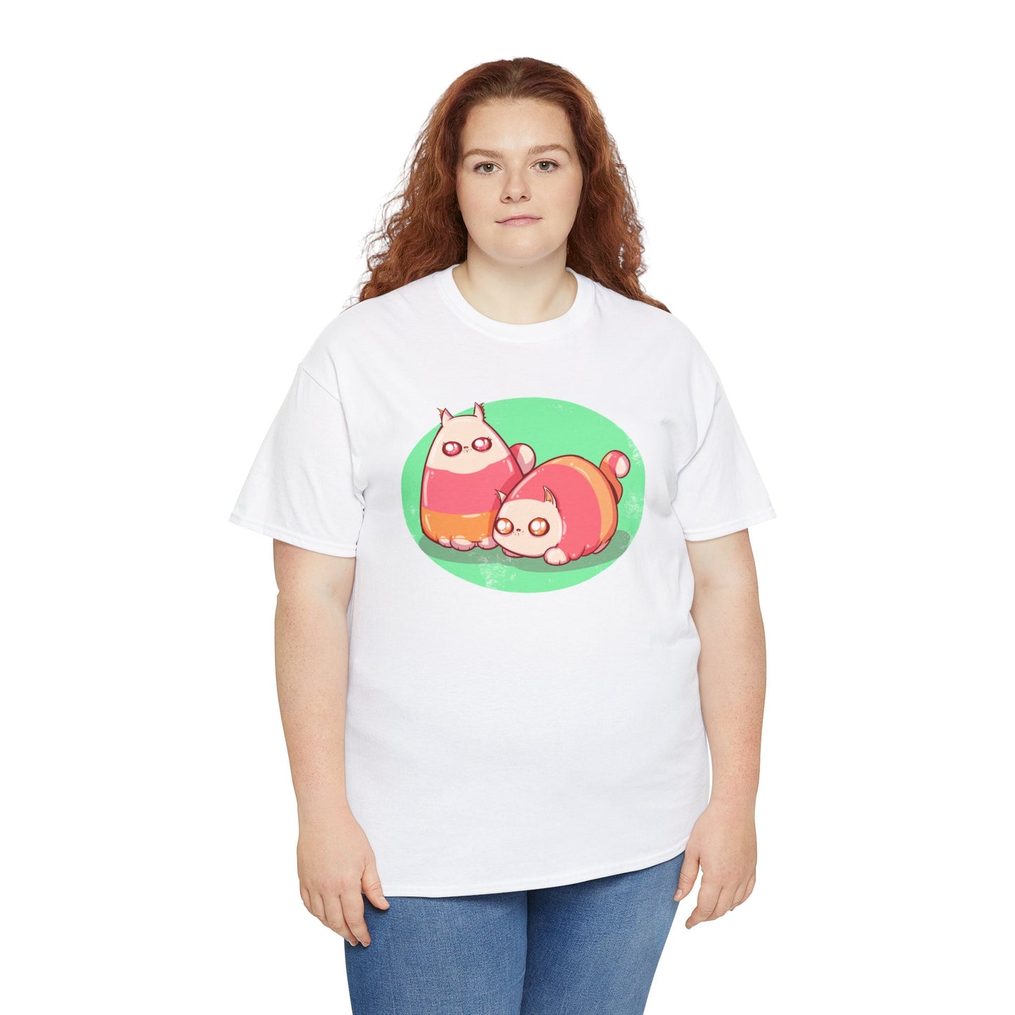 Candy Corn Cats Unisex Heavy Cotton Tee