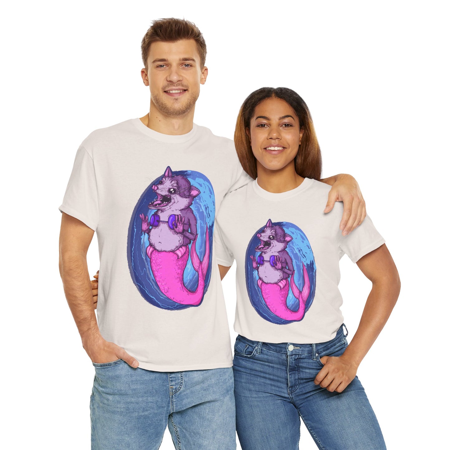 Mermaid Opossum Unisex Heavy Cotton Tee
