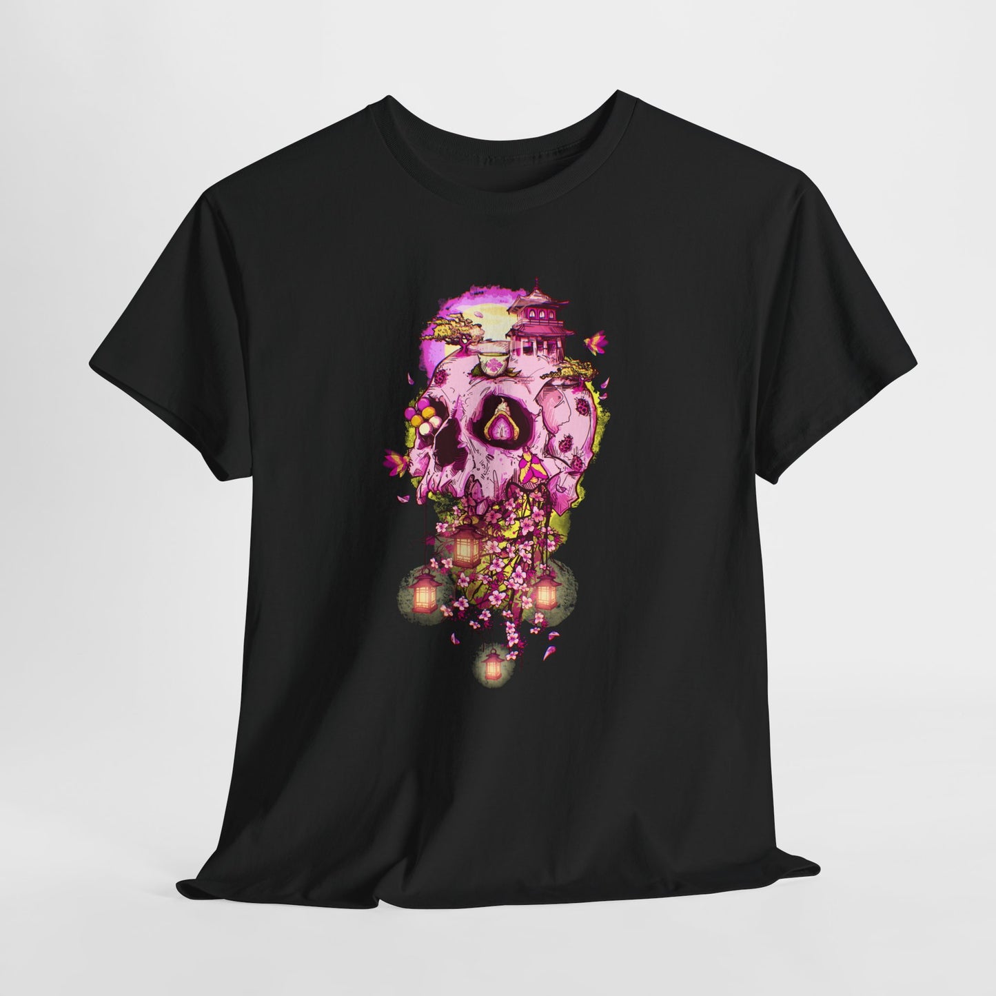 Elemental Skull Cherry Blossom Unisex Heavy Cotton Tee