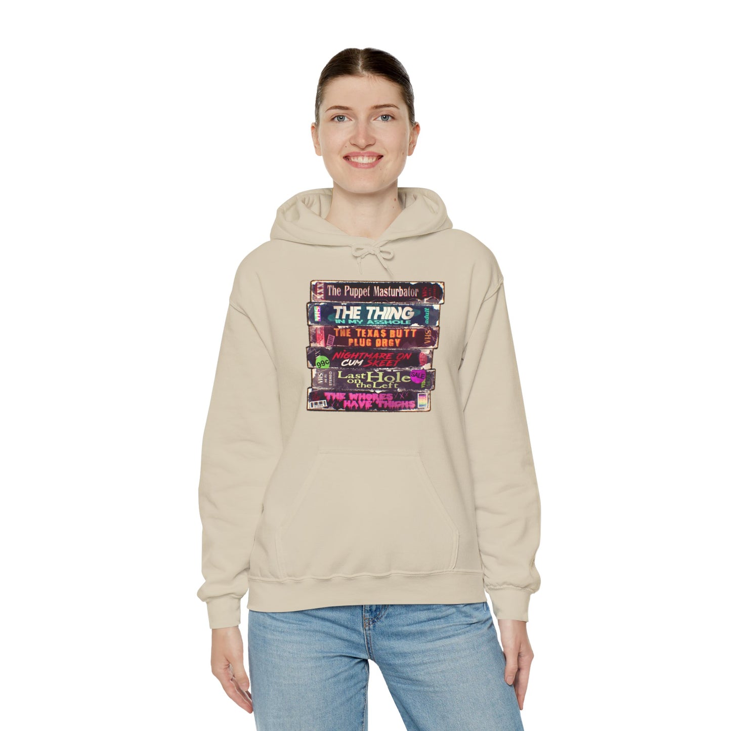 Adult Horror VHS Unisex Heavy Blend Hooded Sweatshirt