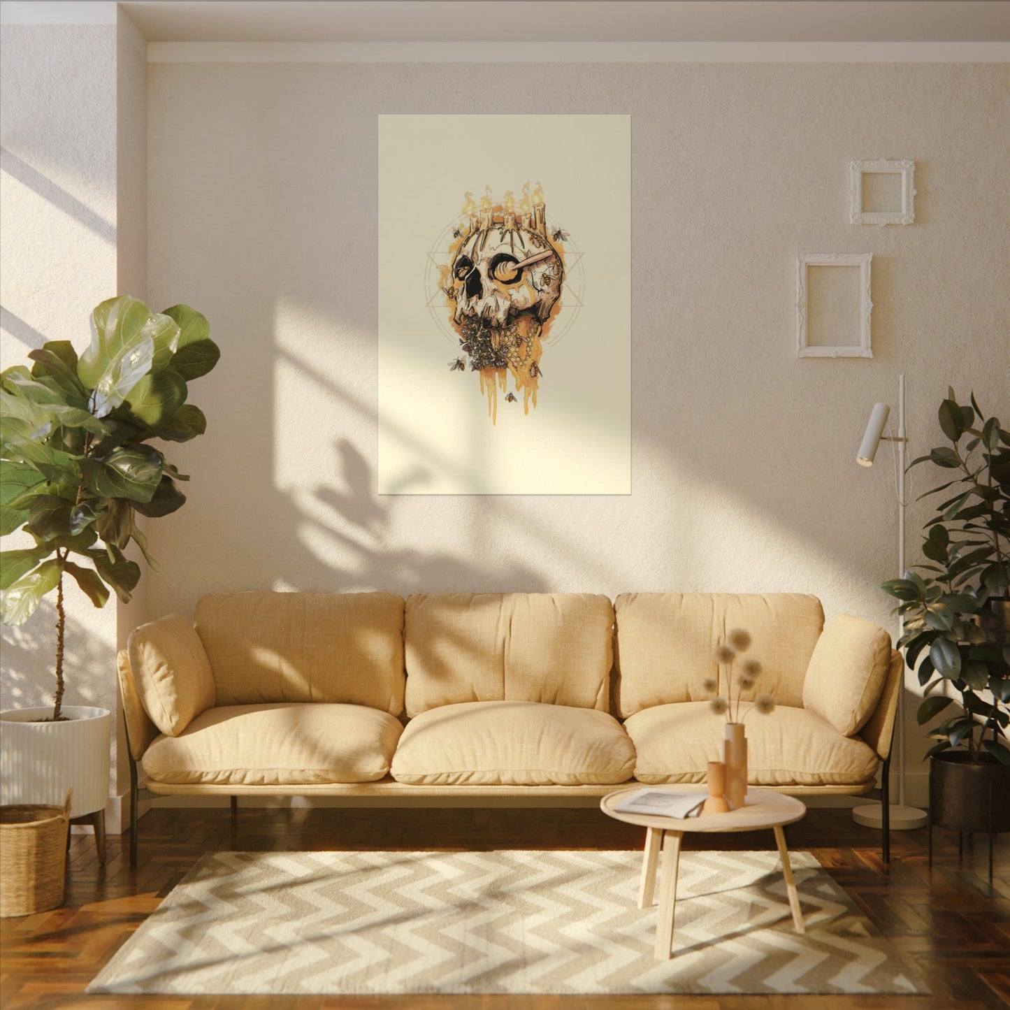 Elemental Skull Honeycore Matte Canvas Stretched