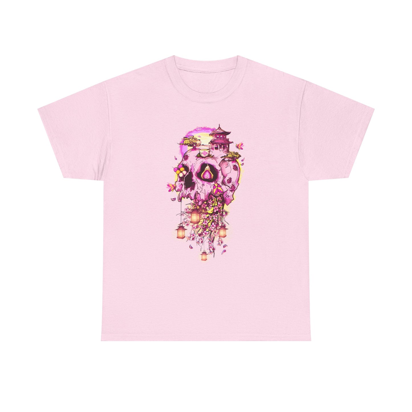 Elemental Skull Cherry Blossom Unisex Heavy Cotton Tee