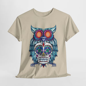 Sugar Skull Owl Unisex Heavy Cotton Tee