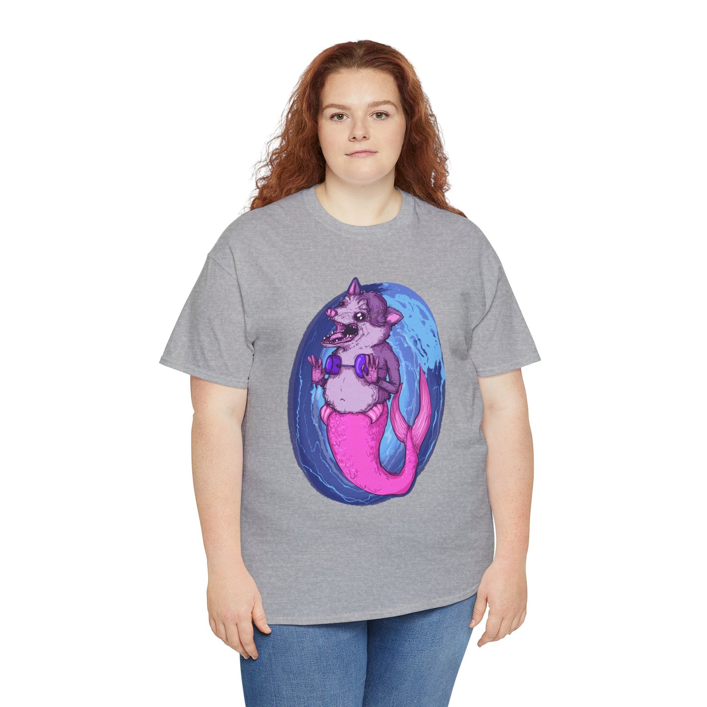 Mermaid Opossum Unisex Heavy Cotton Tee