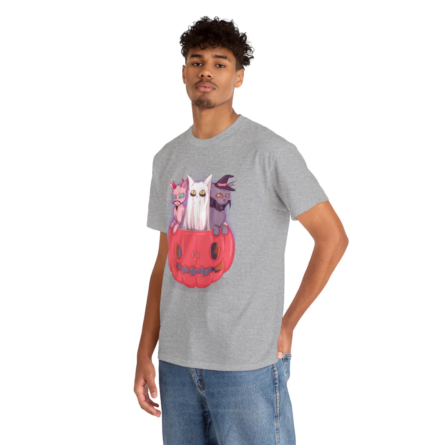Meow-lloween Unisex Heavy Cotton Tee