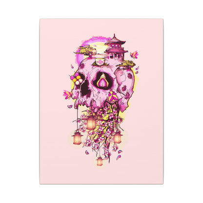 Elemental Skull Cherry Blossom Matte Canvas Stretched