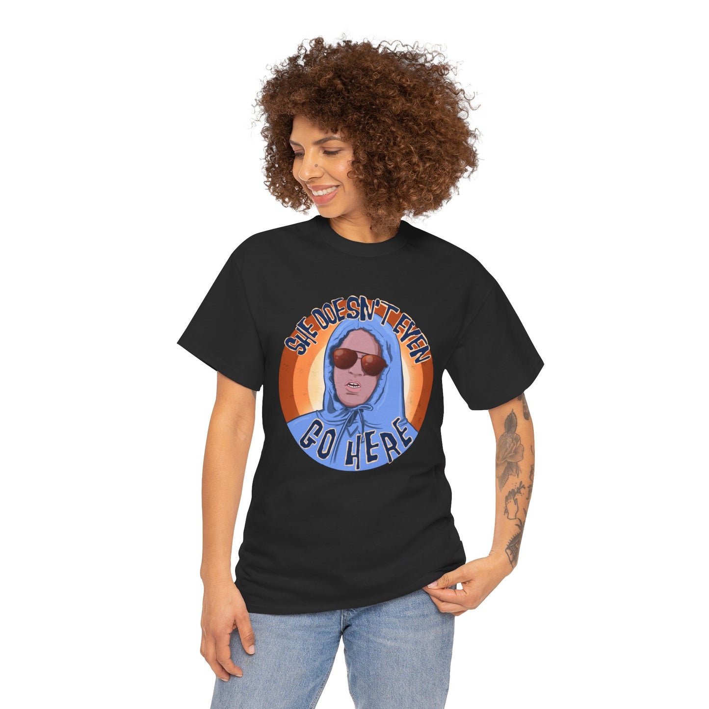 She Doesn't Even Go Here Unisex Heavy Cotton Patreon Tee