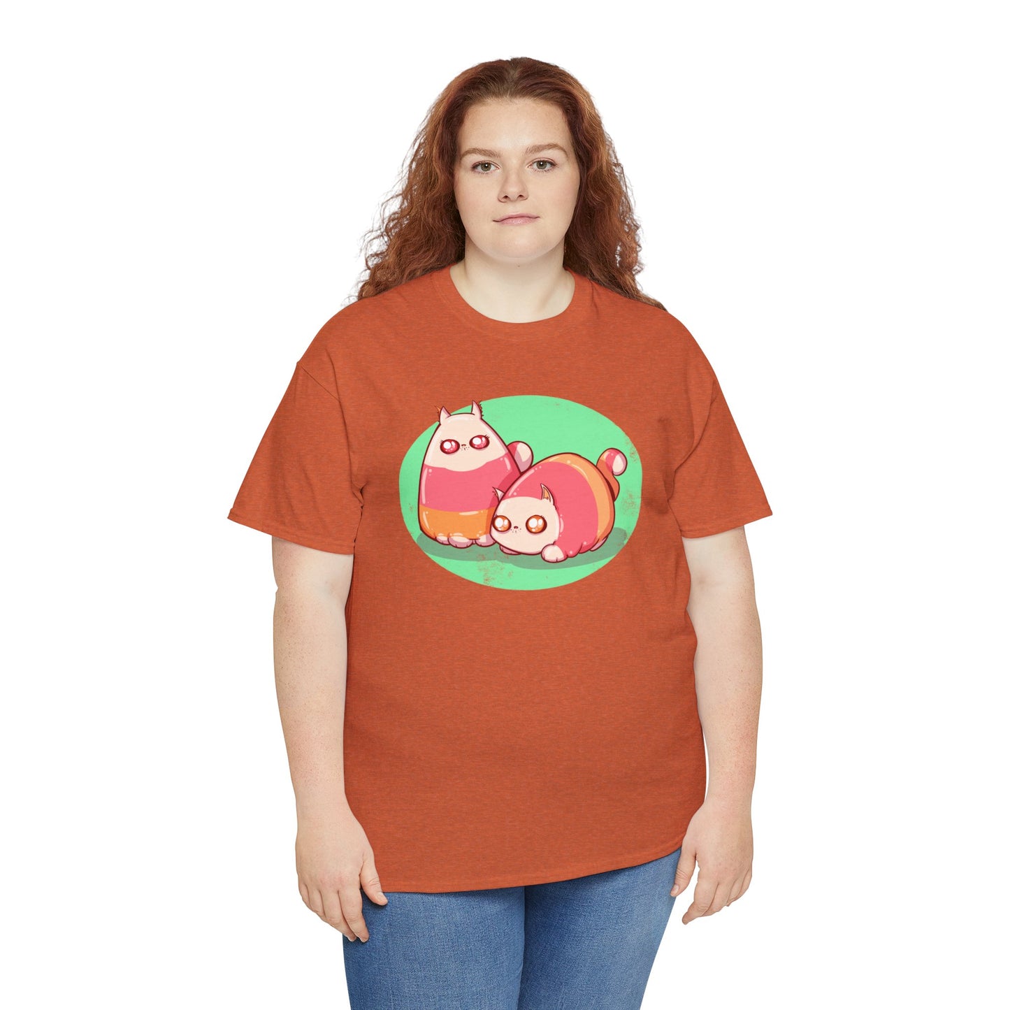 Candy Corn Cats Unisex Heavy Cotton Tee