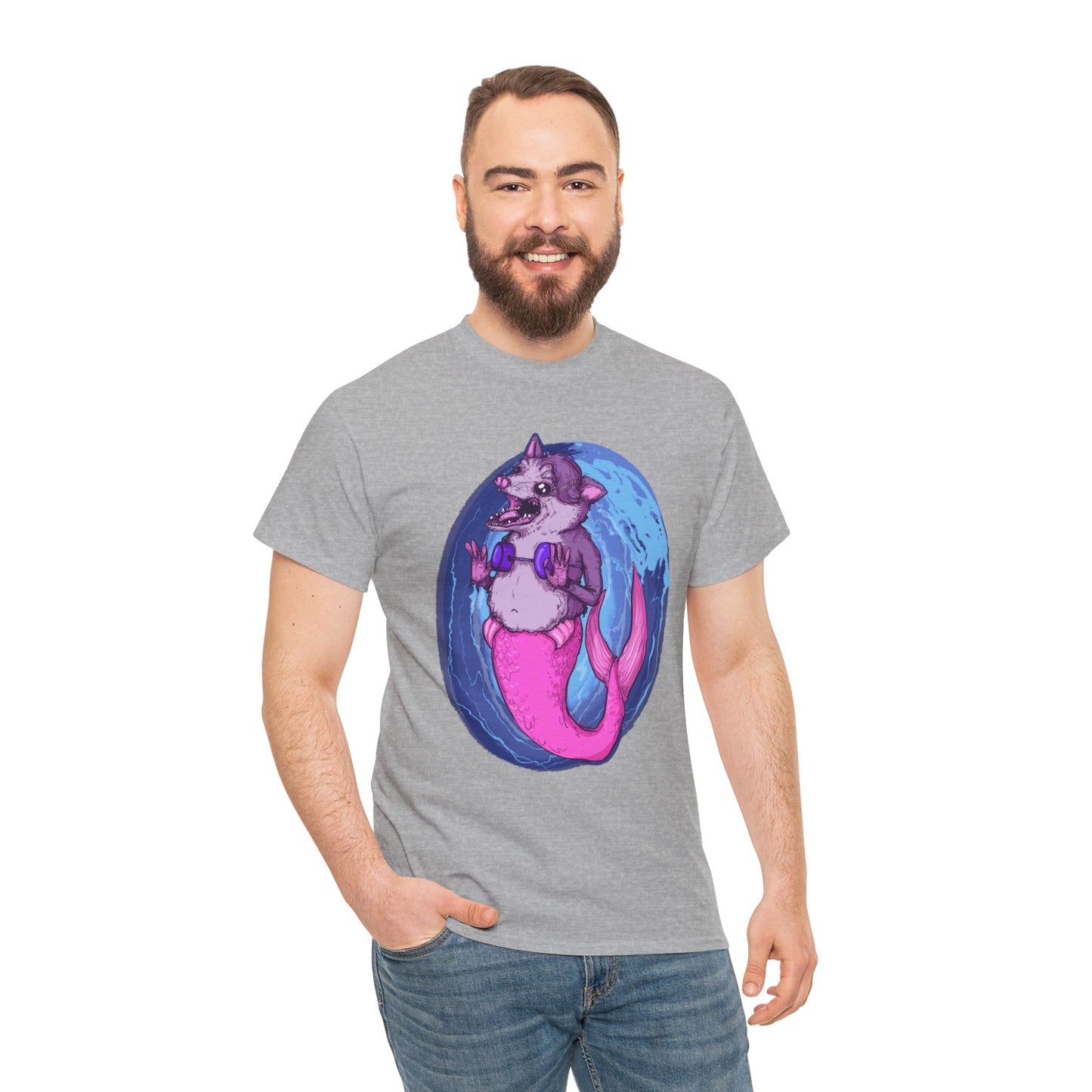Mermaid Opossum Unisex Heavy Cotton Tee