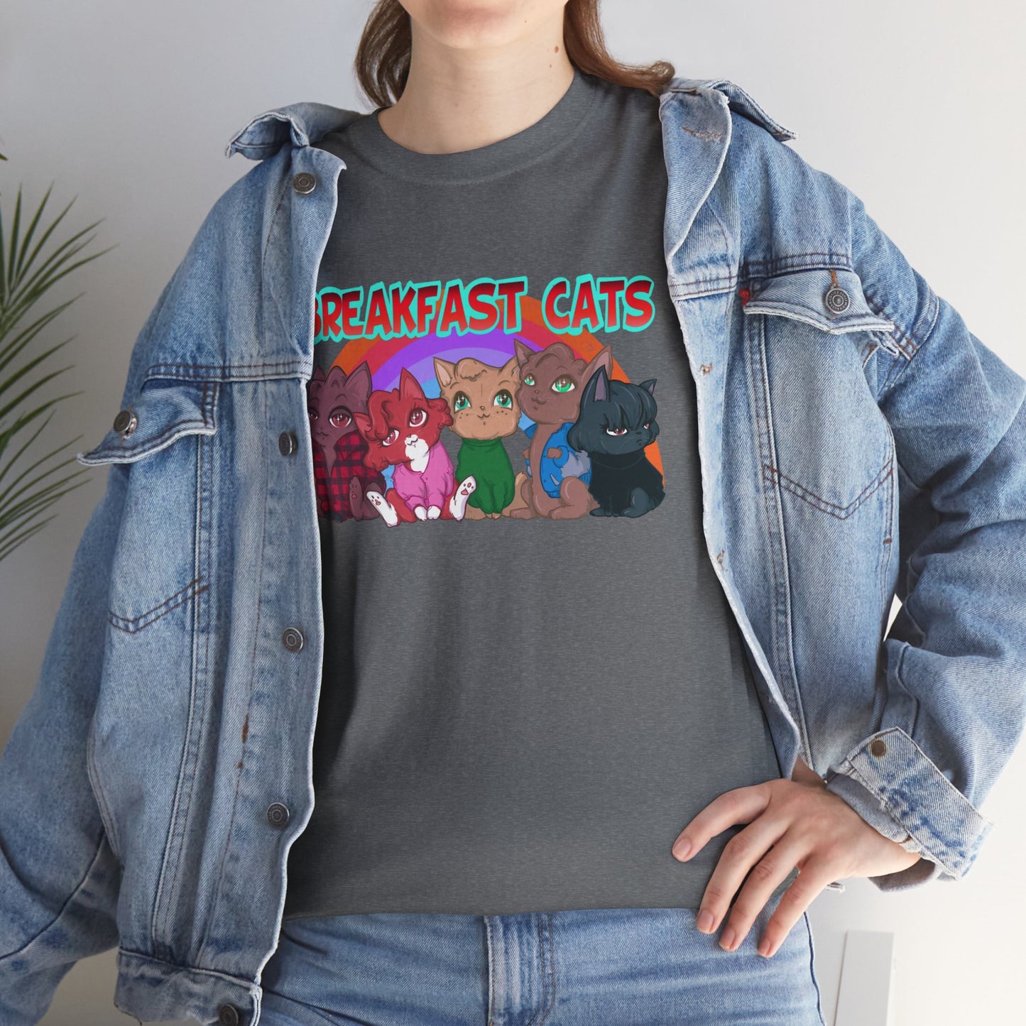 Breakfast Cats Unisex Heavy Cotton Tee