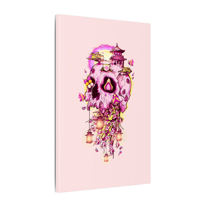 Elemental Skull Cherry Blossom Matte Canvas Stretched