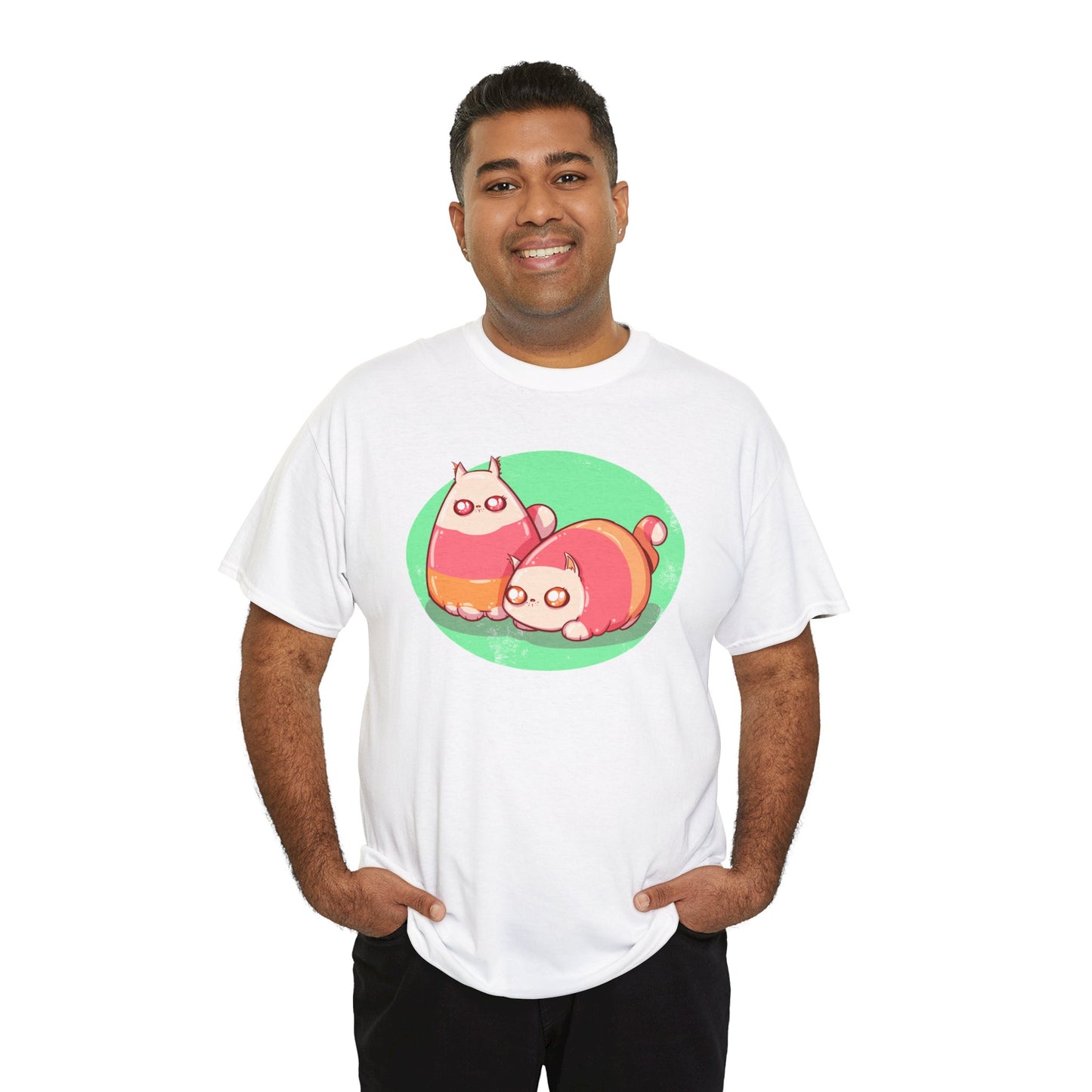Candy Corn Cats Unisex Heavy Cotton Tee