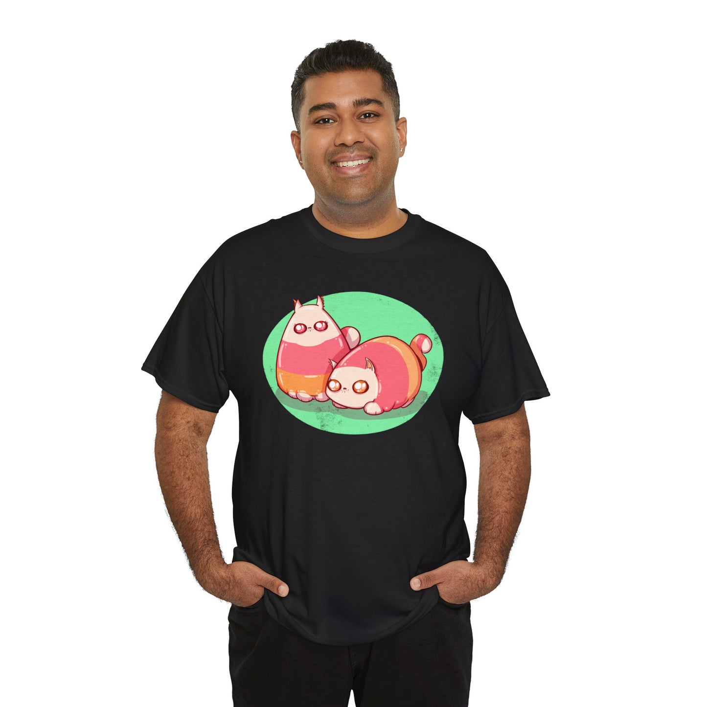 Candy Corn Cats Unisex Heavy Cotton Tee